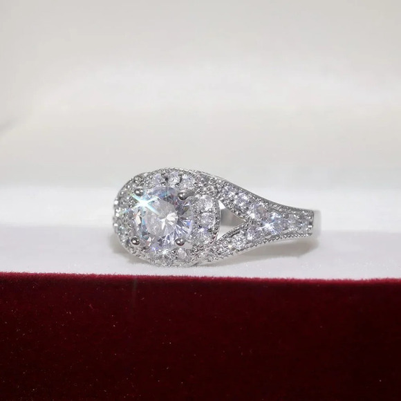 🔥Round Shiny CZ Noble Silver Wedding/Engagement Ring for Women, K808 - Picture 7 of 10